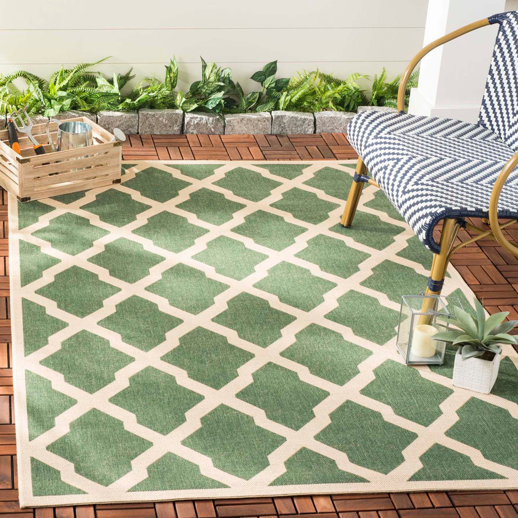 Safavieh Beach House Rug Collection: BHS122Y - Green / Creme