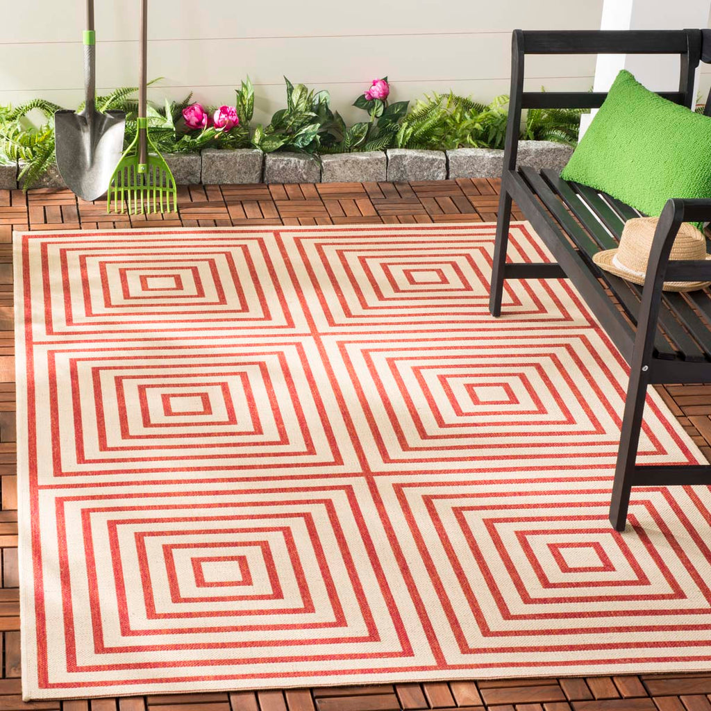 Safavieh Beach House Rug Collection BHS123Q - Red / Creme