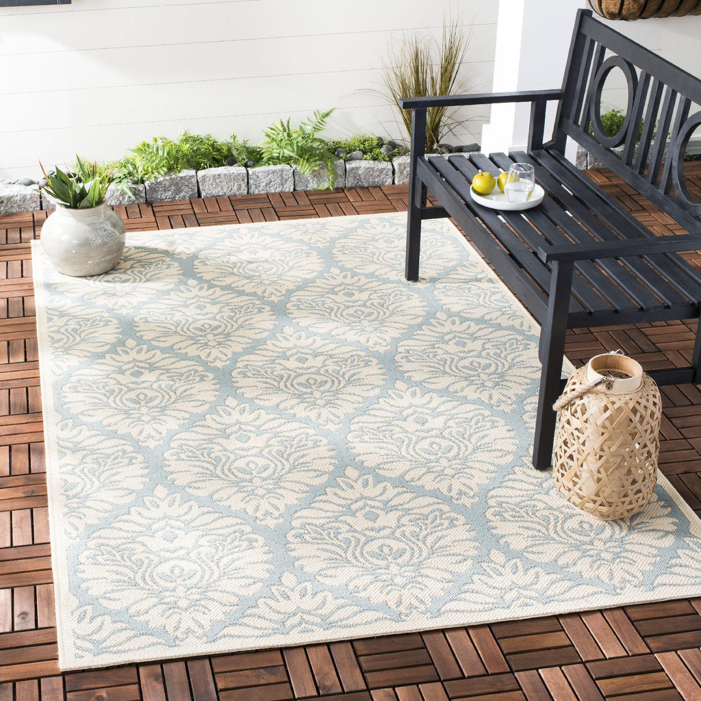 Safavieh Beach House Rug Collection: BHS135K - Aqua / Cream