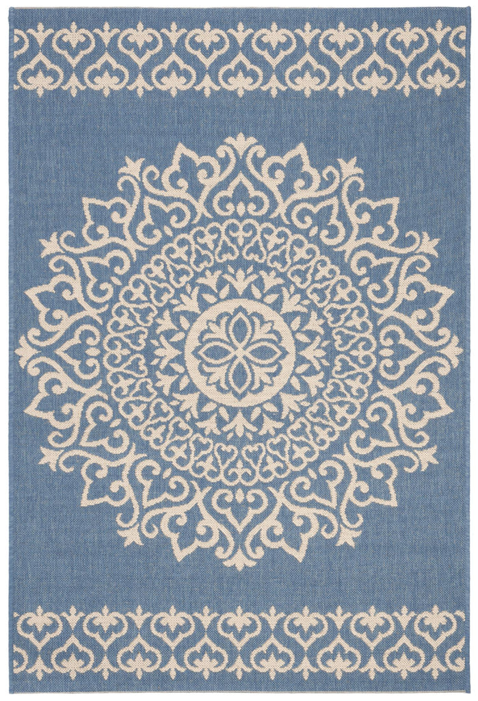 Contemporary Area Rug, BHS183N, 90 X 150 cm in Cream / Blue