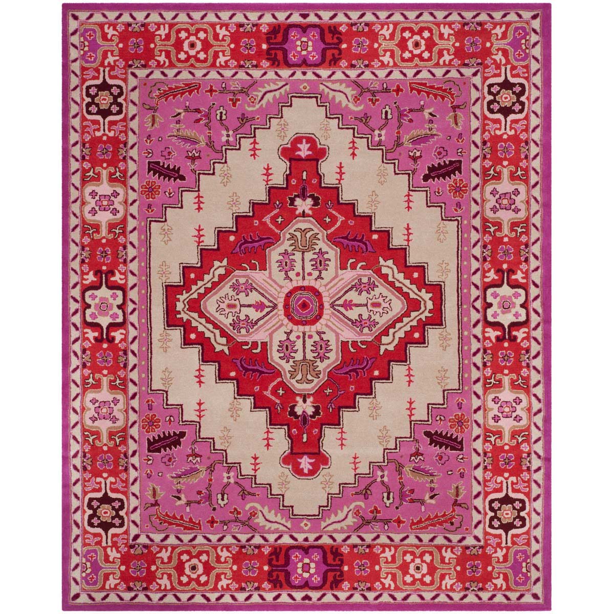Safavieh Bellagio Rug Collection BLG545A - Red Pink / Ivory