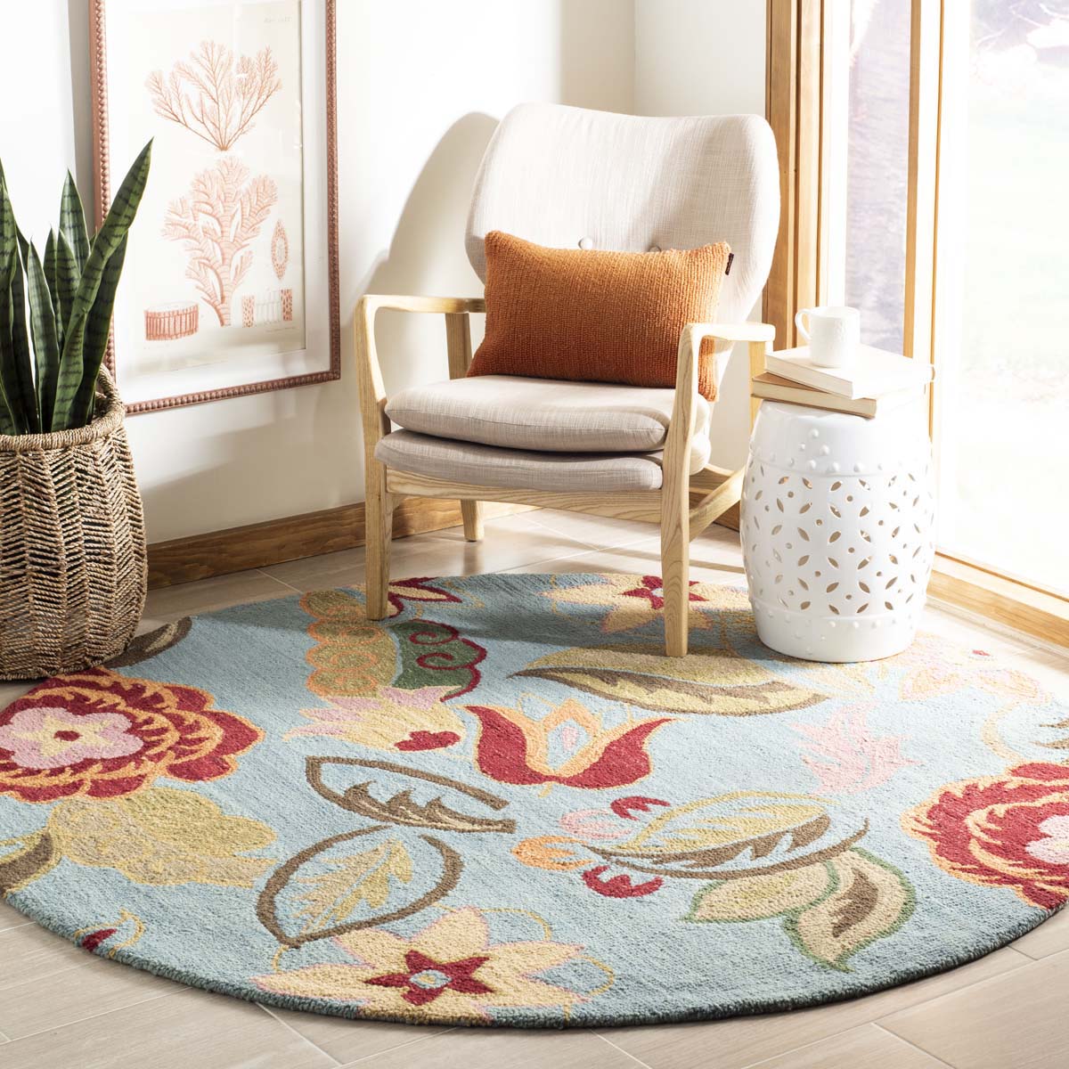 Safavieh Blossom Blue/Multi Area Rug; 4' x 6