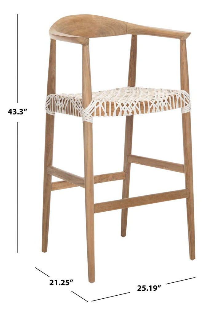 Safavieh Bandelier Barstool - Natural/White Leather