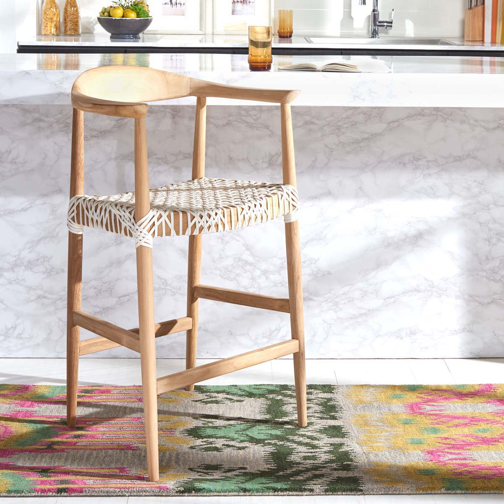 Safavieh Bandelier Counter Stool - Natural / White