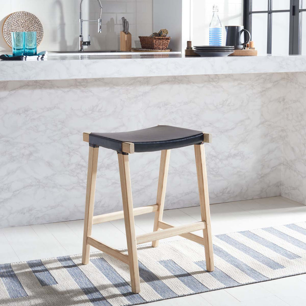 Aariz Rectangle Counter Stool | Safavieh - BST1011 - Black / Natural