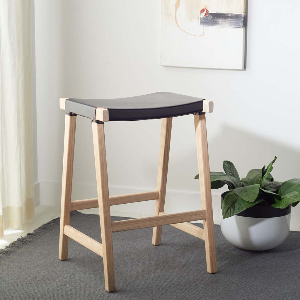 Aariz Rectangle Counter Stool | Safavieh - BST1011 - Black / Natural