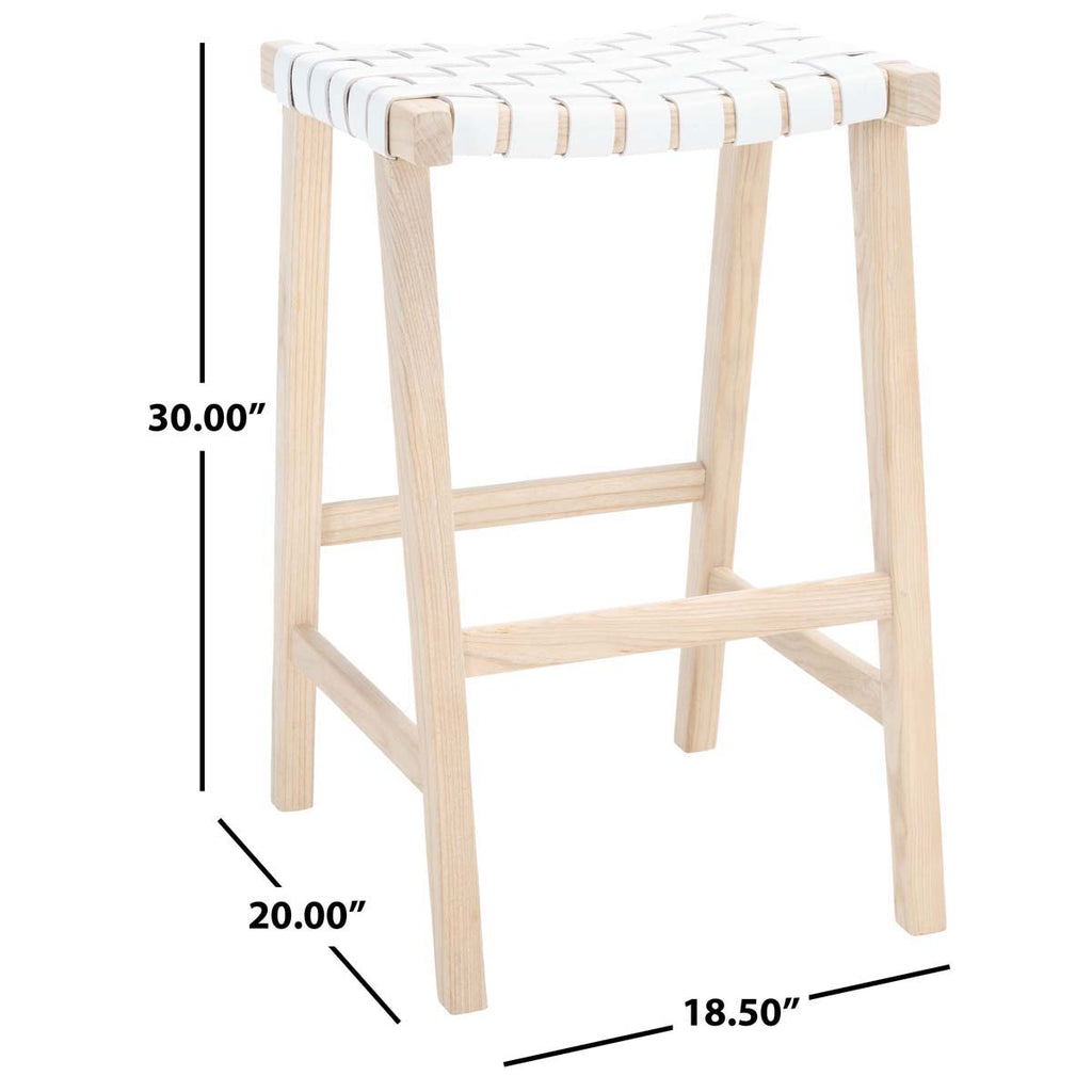 Safavieh Abreu Rectangle Barstool - White / Light Natural