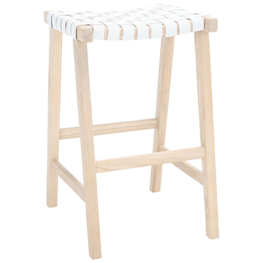 Safavieh Abreu Rectangle Barstool - White / Light Natural