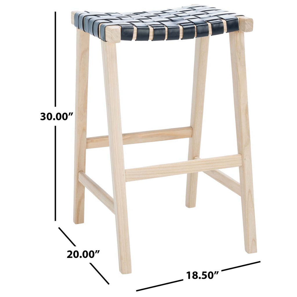 Safavieh Abreu Rectangle Barstool - Black / Light Natural