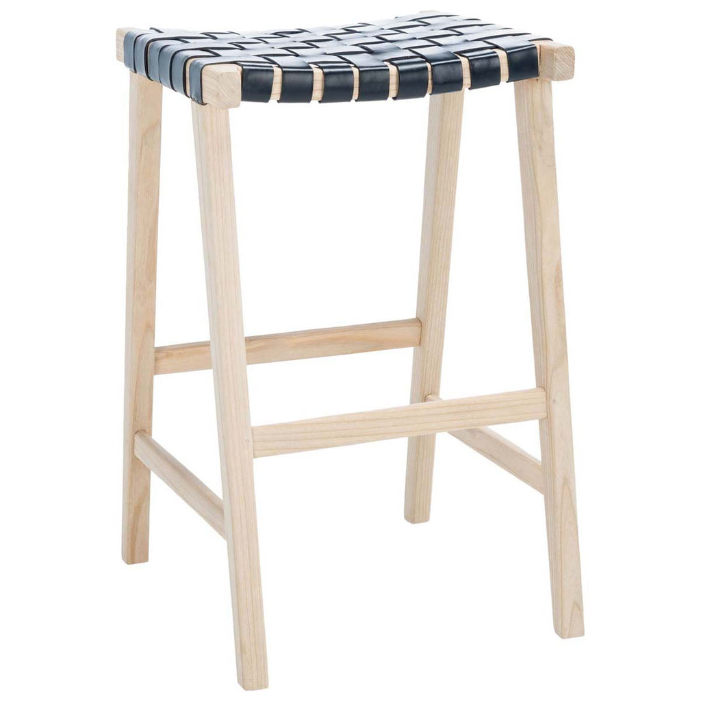 Safavieh Abreu Rectangle Barstool - Black / Light Natural