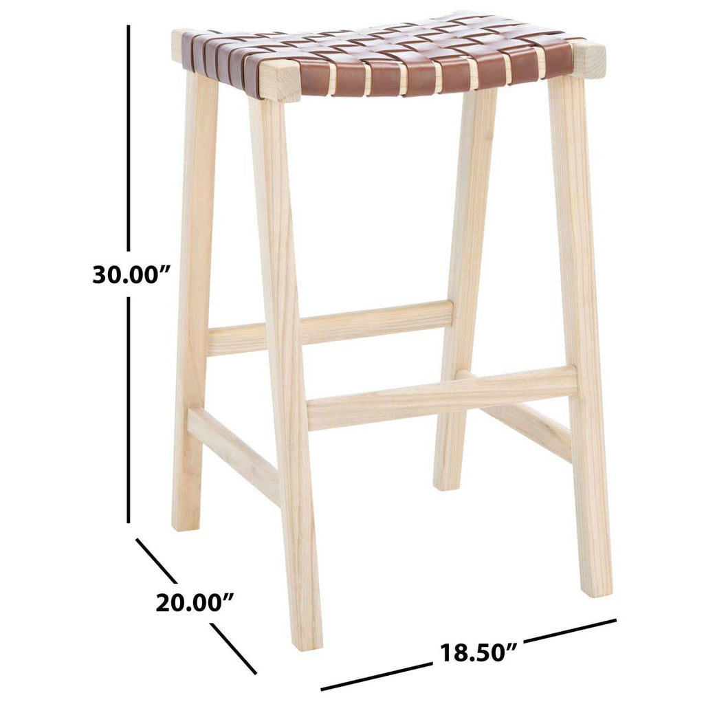 Safavieh Abreu Rectangle Barstool - Cognac / Light Natural