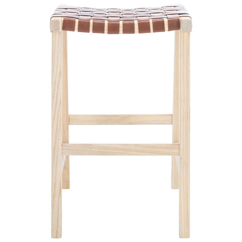 Safavieh Abreu Rectangle Barstool - Cognac / Light Natural