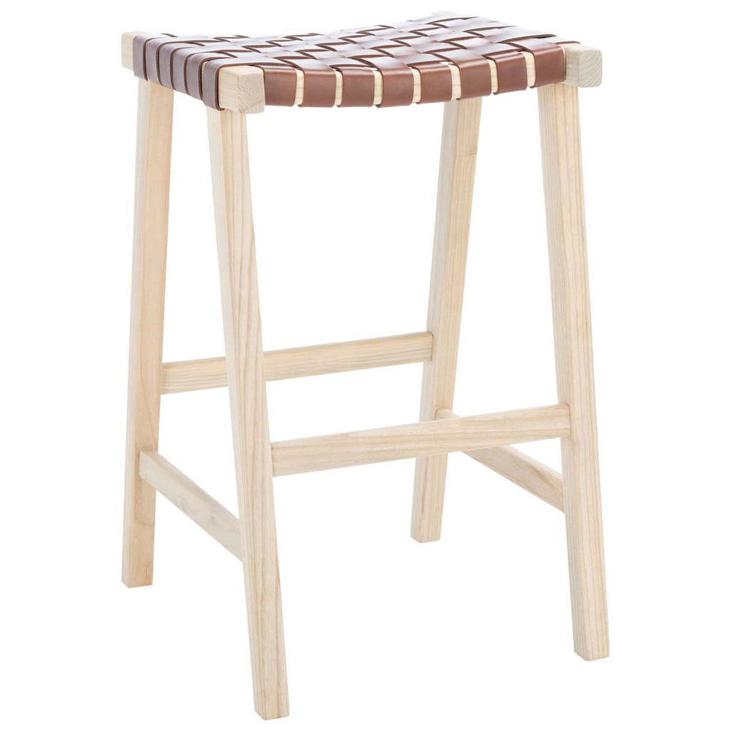 Safavieh Abreu Rectangle Barstool - Cognac / Light Natural