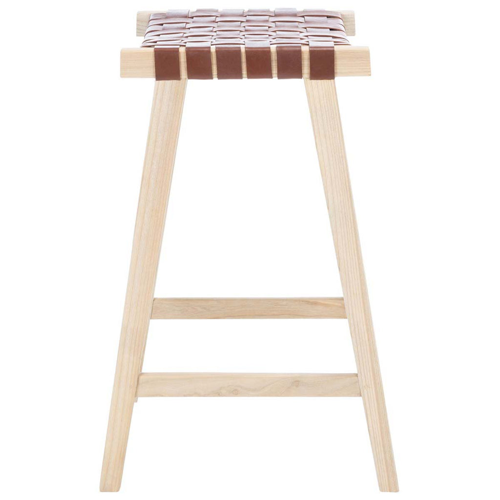 Safavieh Abreu Rectangle Barstool - Cognac / Light Natural