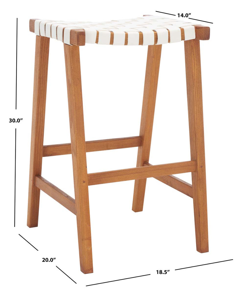 Safavieh Abreu Rectangle Barstool - White/Natural