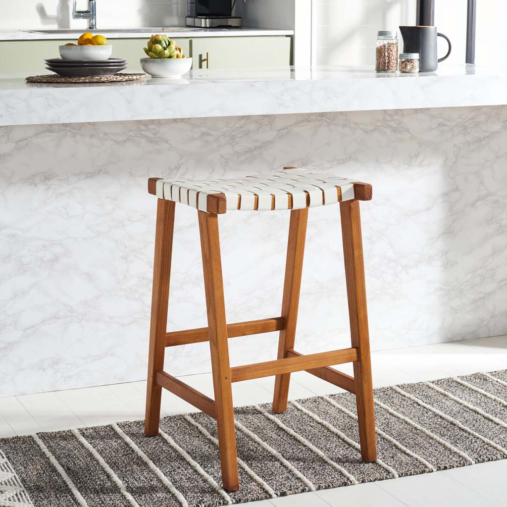 Safavieh Abreu Rectangle Barstool - White/Natural