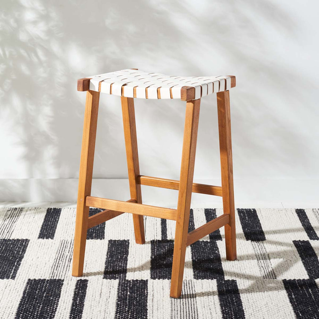 Safavieh Abreu Rectangle Barstool - White/Natural