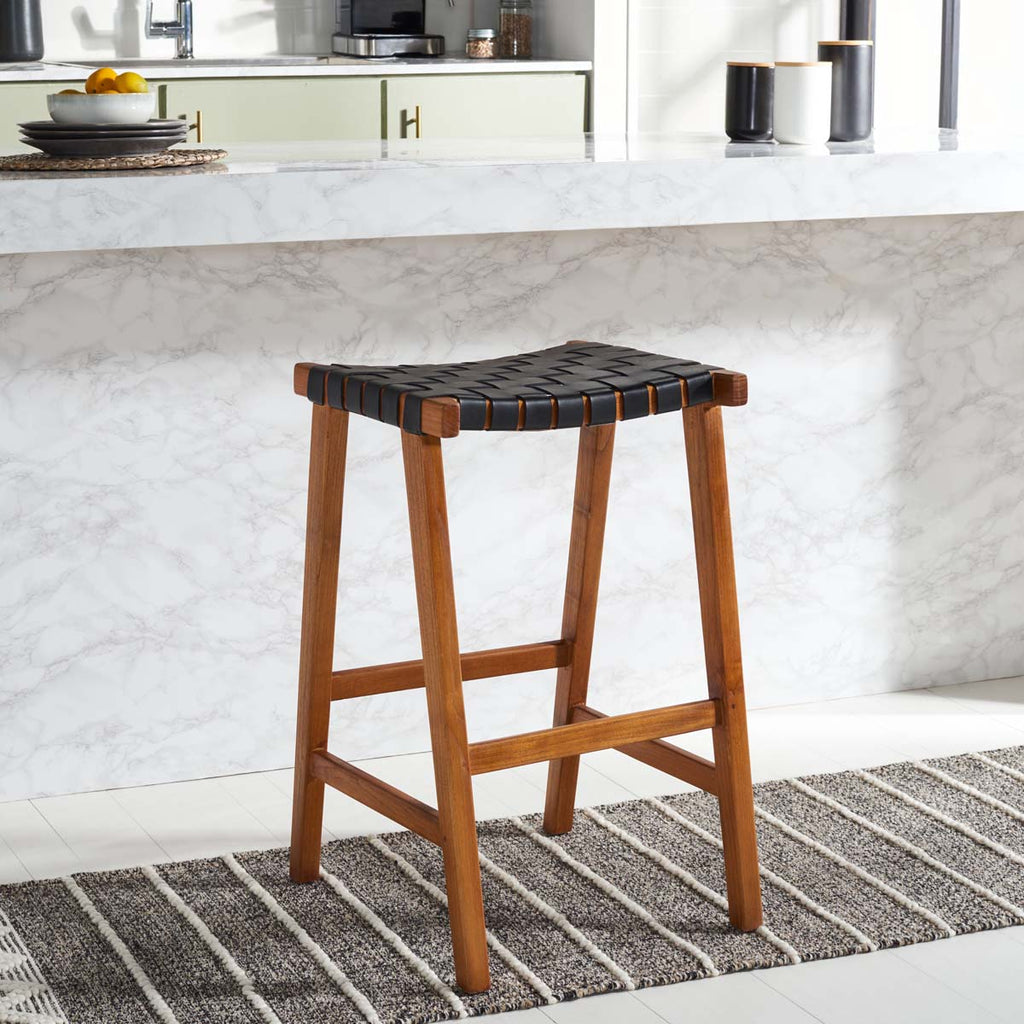 Safavieh Abreu Rectangle Barstool - Black / Natural