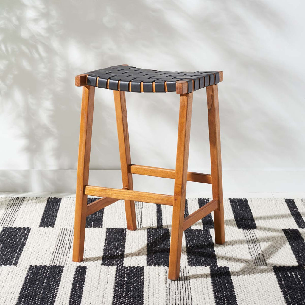 Safavieh Abreu Rectangle Barstool - Black / Natural