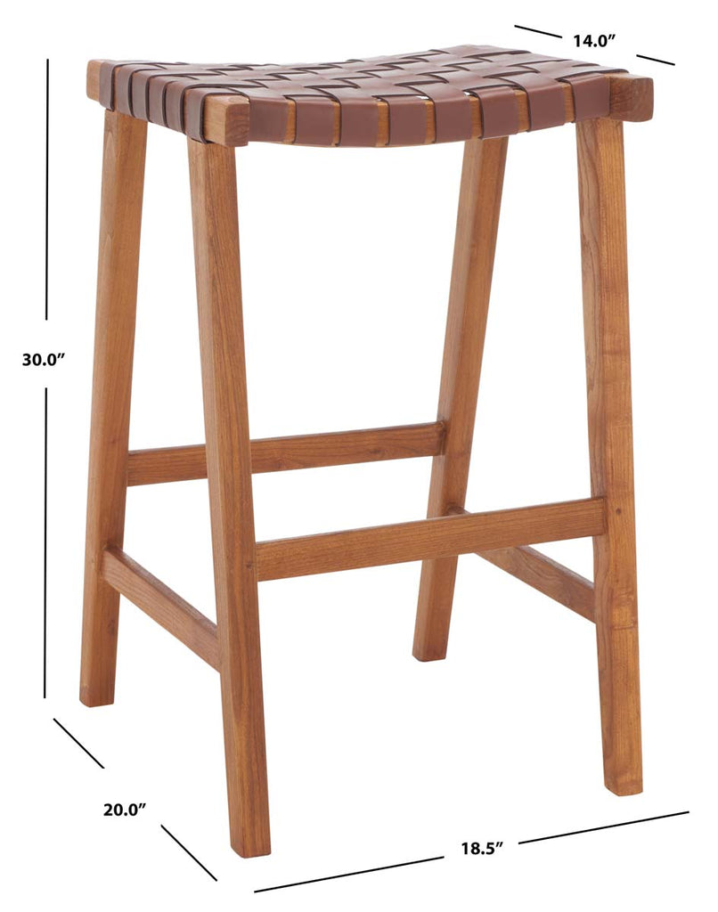 Safavieh Abreu Rectangle Barstool - Cognac / Natural