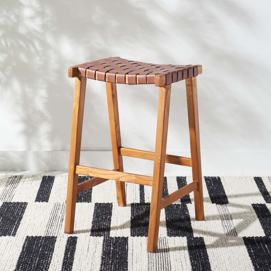 Safavieh Abreu Rectangle Barstool - Cognac / Natural