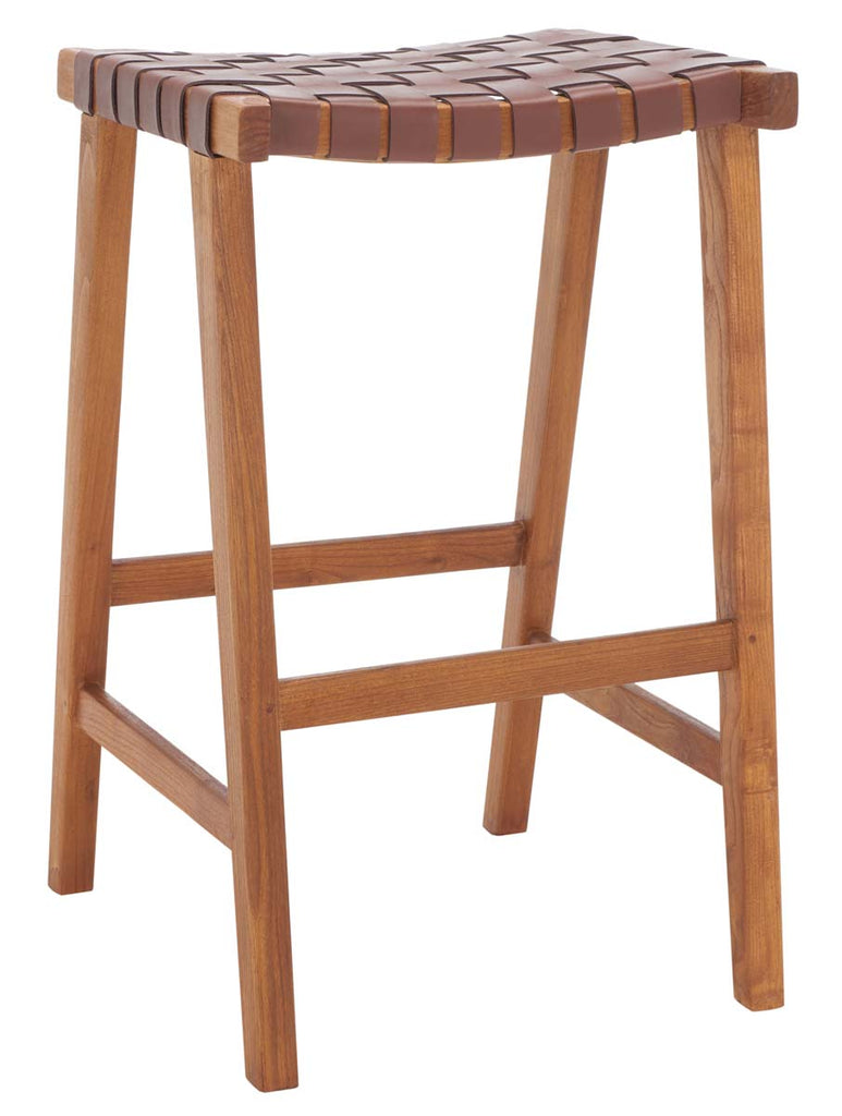 Safavieh Abreu Rectangle Barstool - Cognac / Natural