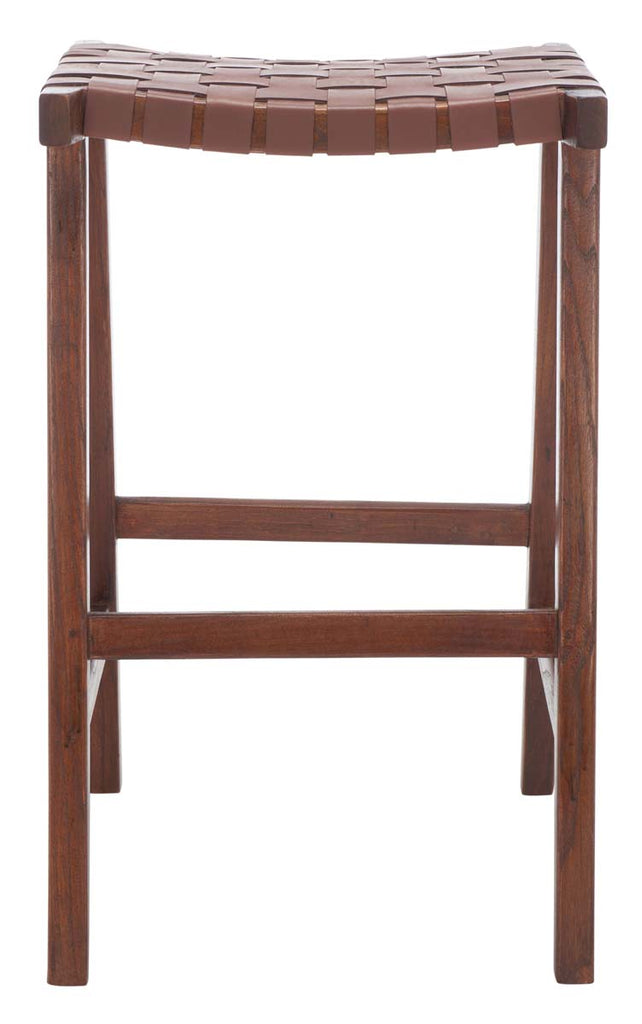 Safavieh Abreu Rectangle Barstool - Cognac / Walnut