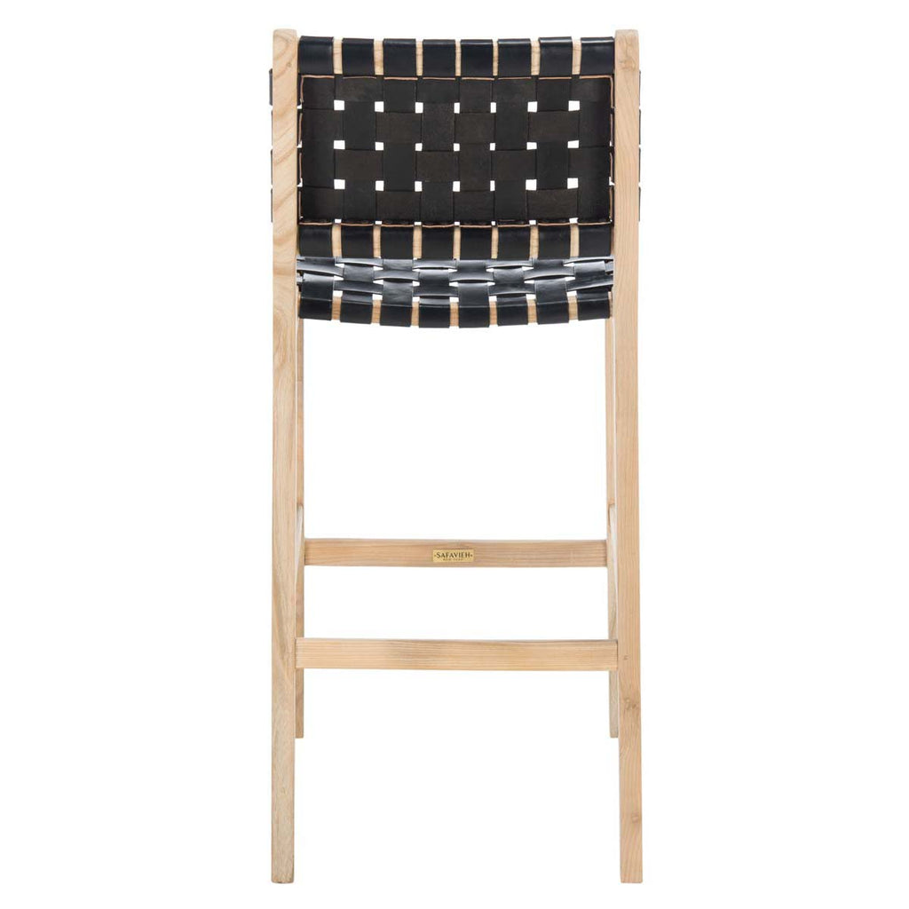 Adah Leather Bar Stool | Safavieh - BST1014 - Black / Natural