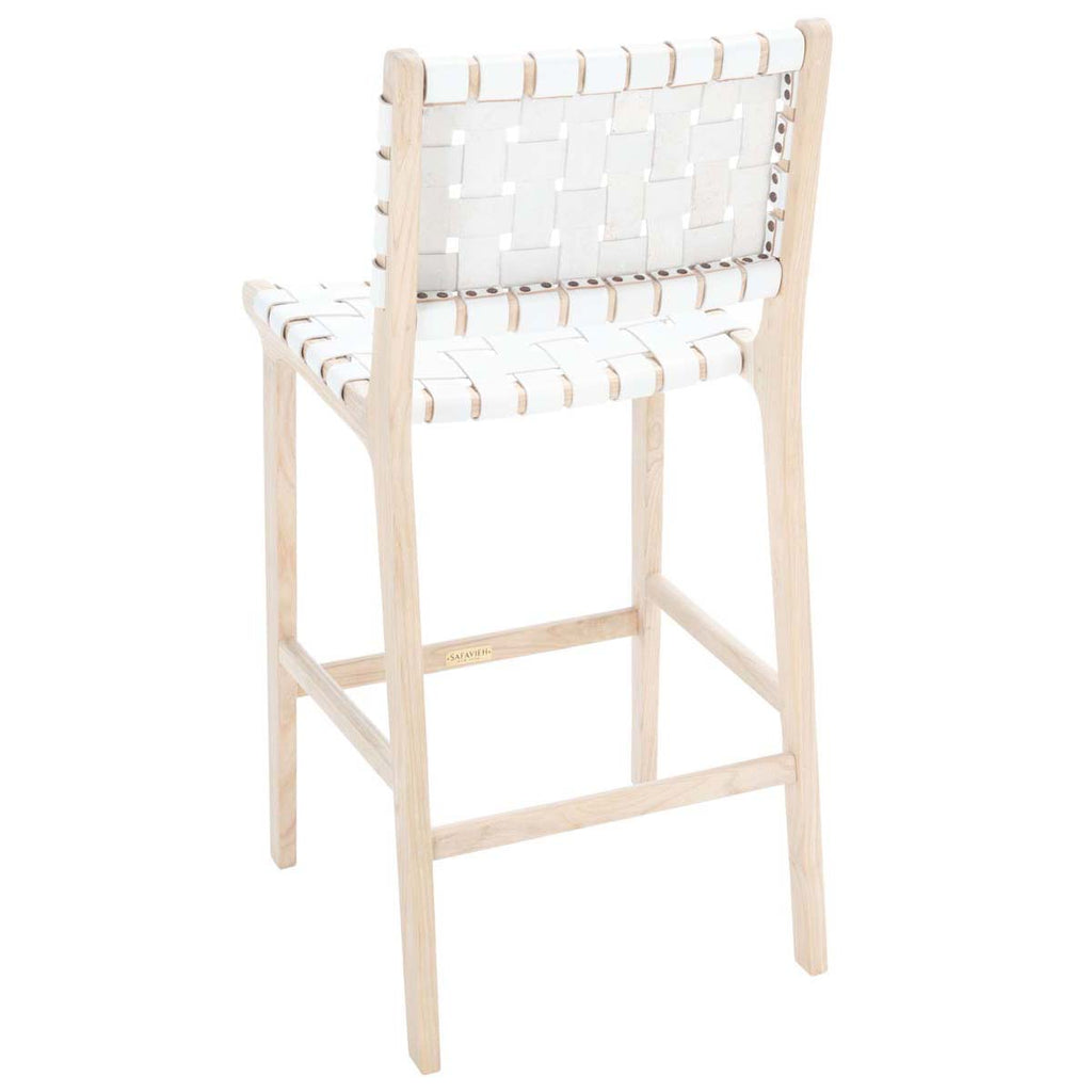 Safavieh Adah Leather Counter Stool - White / Natural