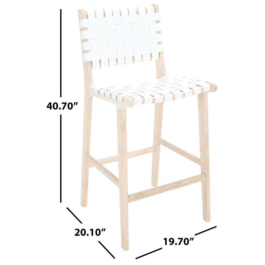 Safavieh Adah Leather Counter Stool - White / Natural