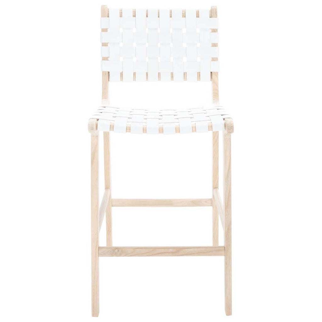 Safavieh Adah Leather Counter Stool - White / Natural