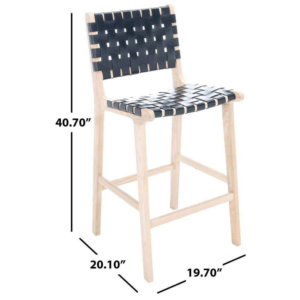 Safavieh Adah Leather Counter Stool - Black / Natural