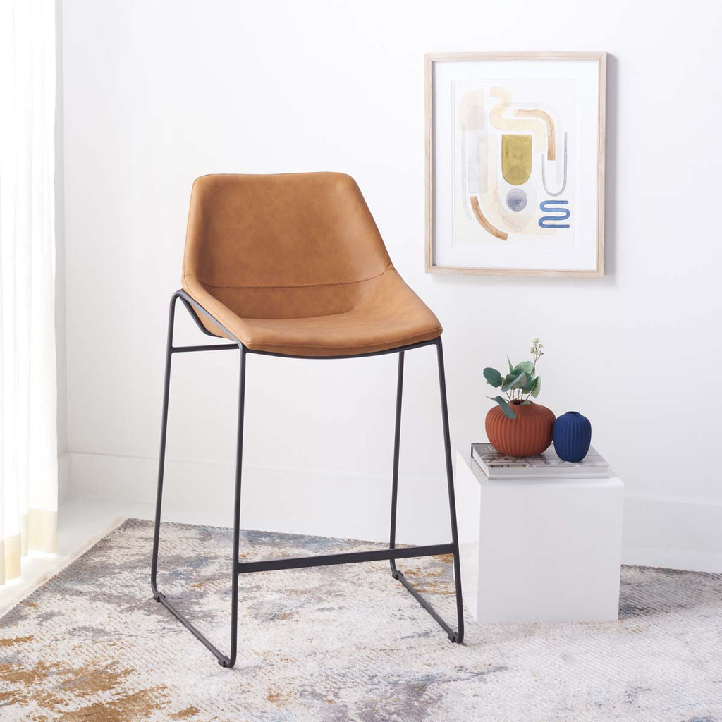 Safavieh Alexis Mid Century Counter Stool - Cognac/Black Legs