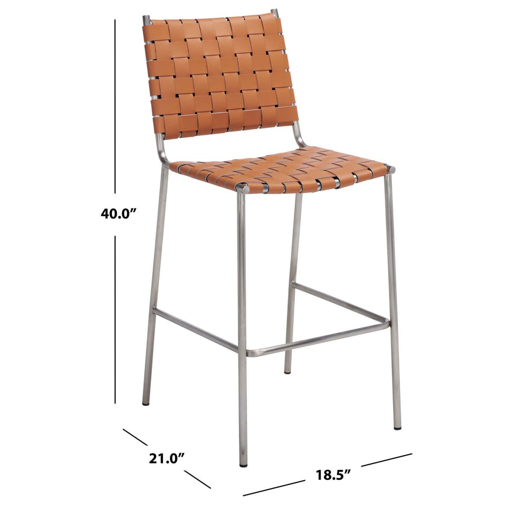 Safavieh Bahari Woven Counter Stool - Cognac / Silver