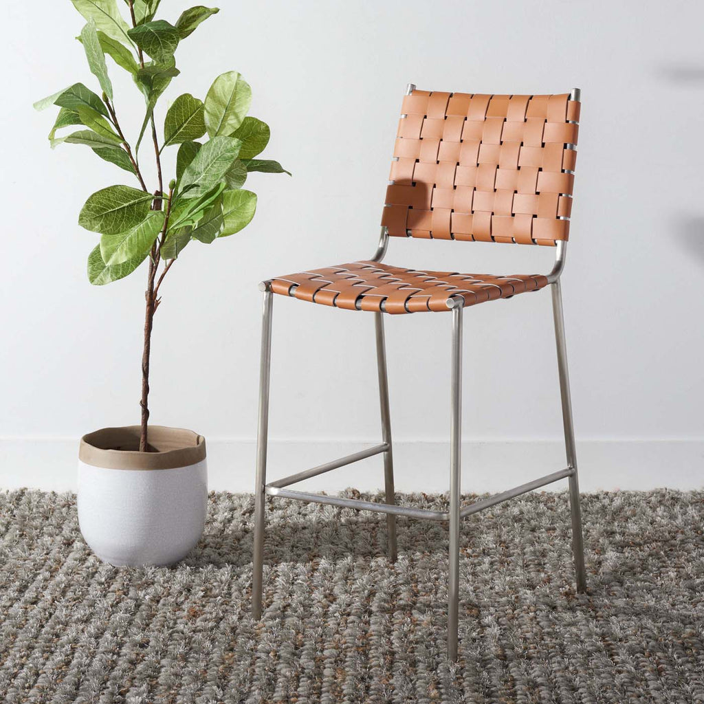 Safavieh Bahari Woven Counter Stool - Cognac / Silver