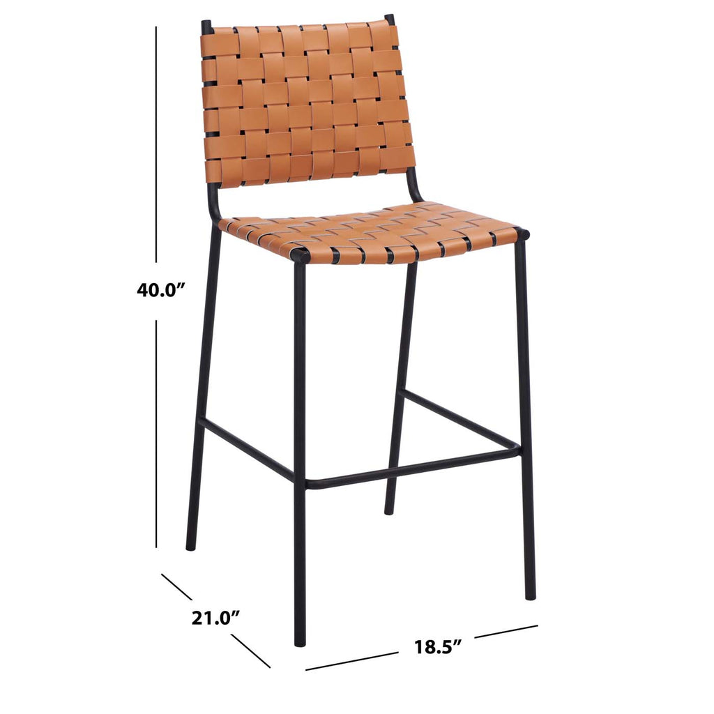 Safavieh Bahari Woven Counter Stool - Cognac / Black