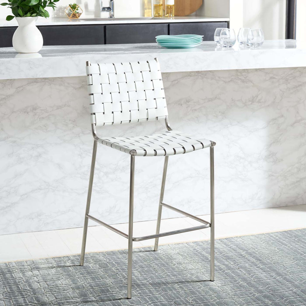 Safavieh Bahari Woven Counter Stool - White / Silver