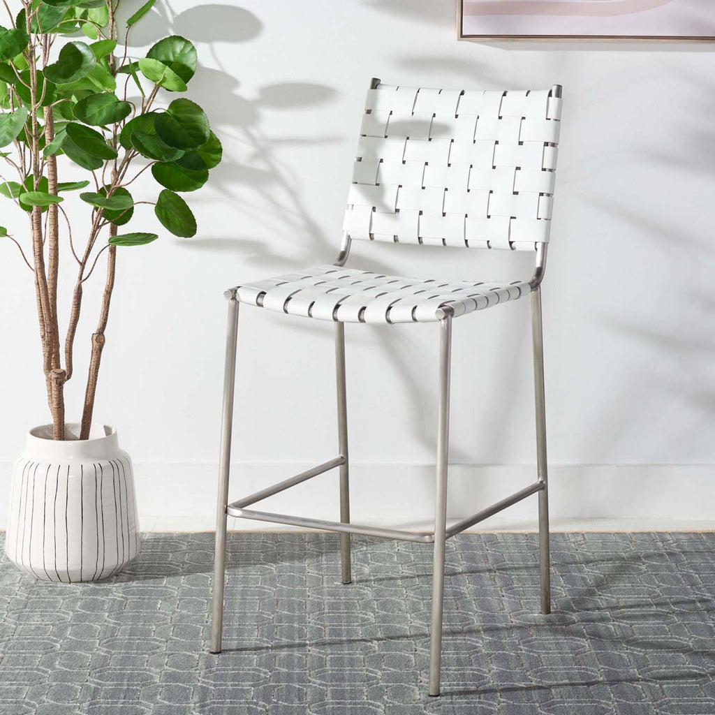 Safavieh Bahari Woven Counter Stool - White / Silver