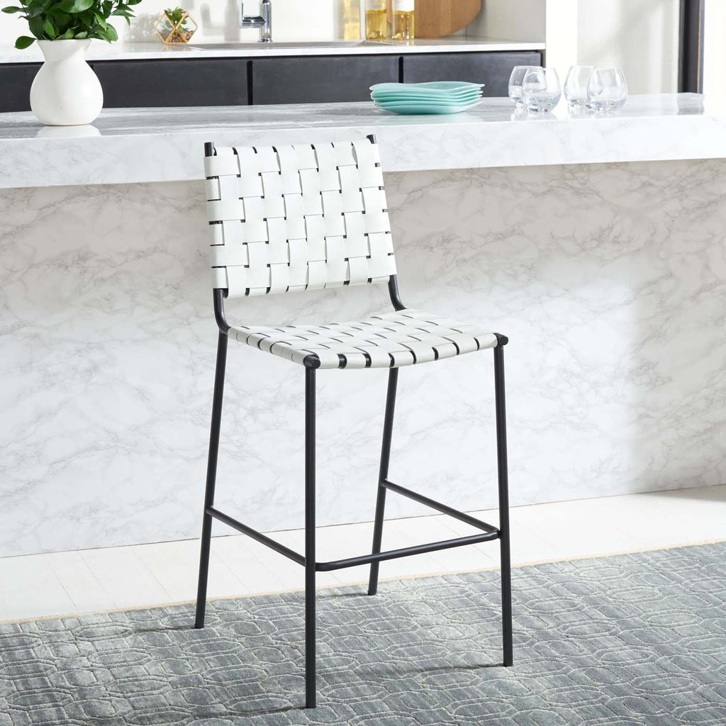 Safavieh Bahari Woven Counter Stool - White / Black