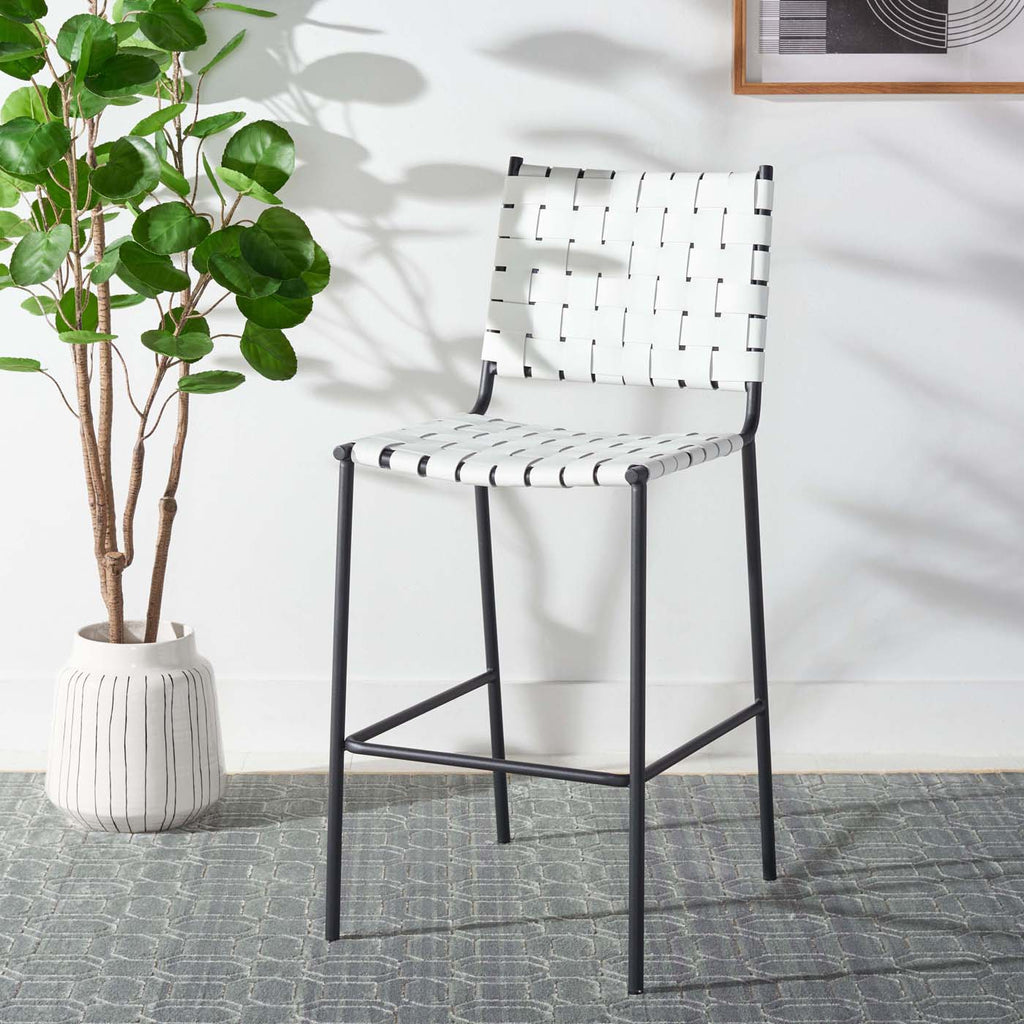 Safavieh Bahari Woven Counter Stool - White / Black