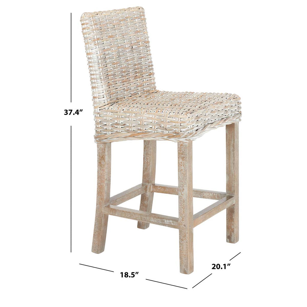 Safavieh Tobie Rattan Counter Stool - Grey White Wash