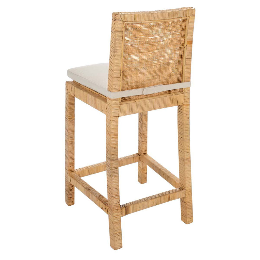 Safavieh Tojo Cane Counter Stool W/ Cushion - Natural / White