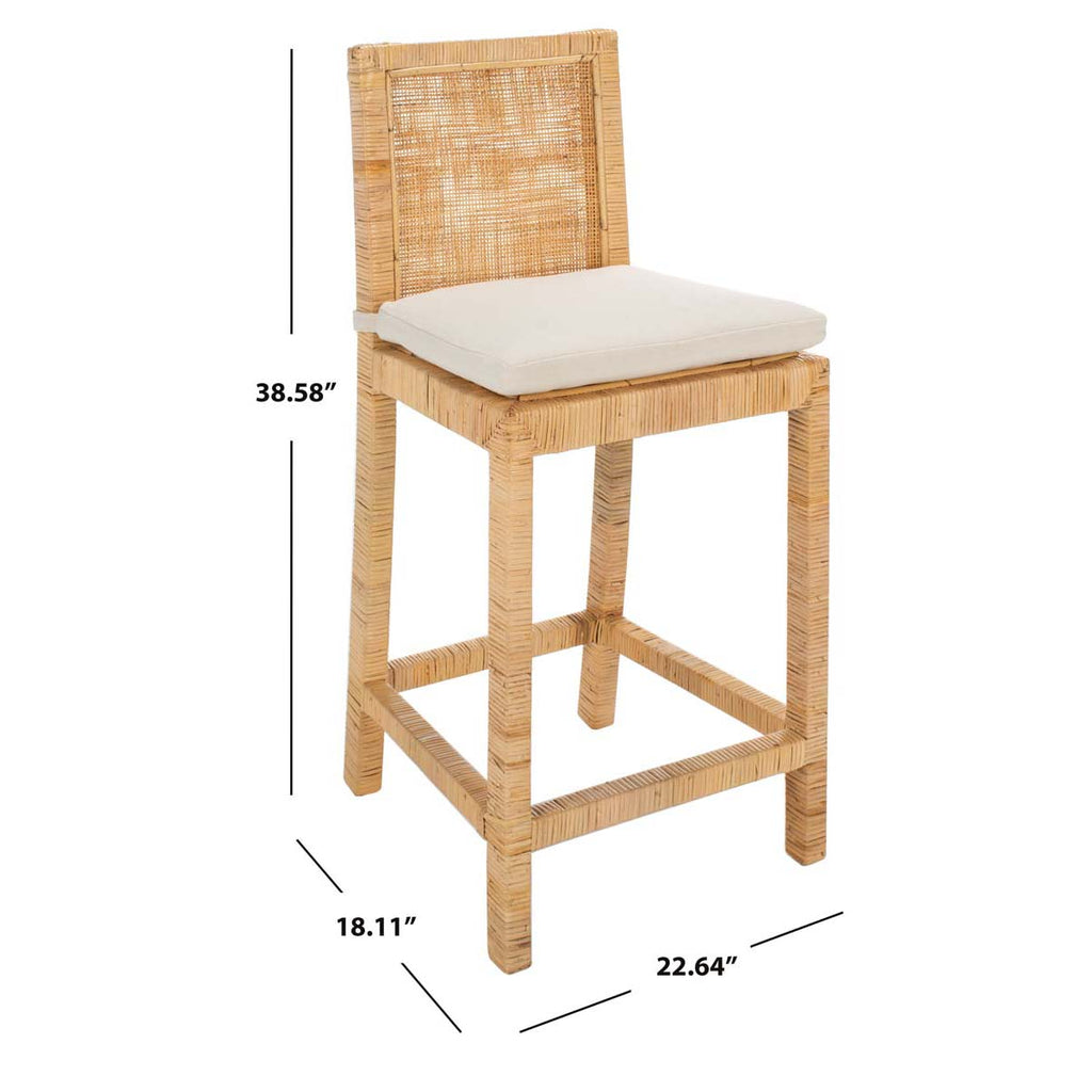 Safavieh Tojo Cane Counter Stool W/ Cushion - Natural / White