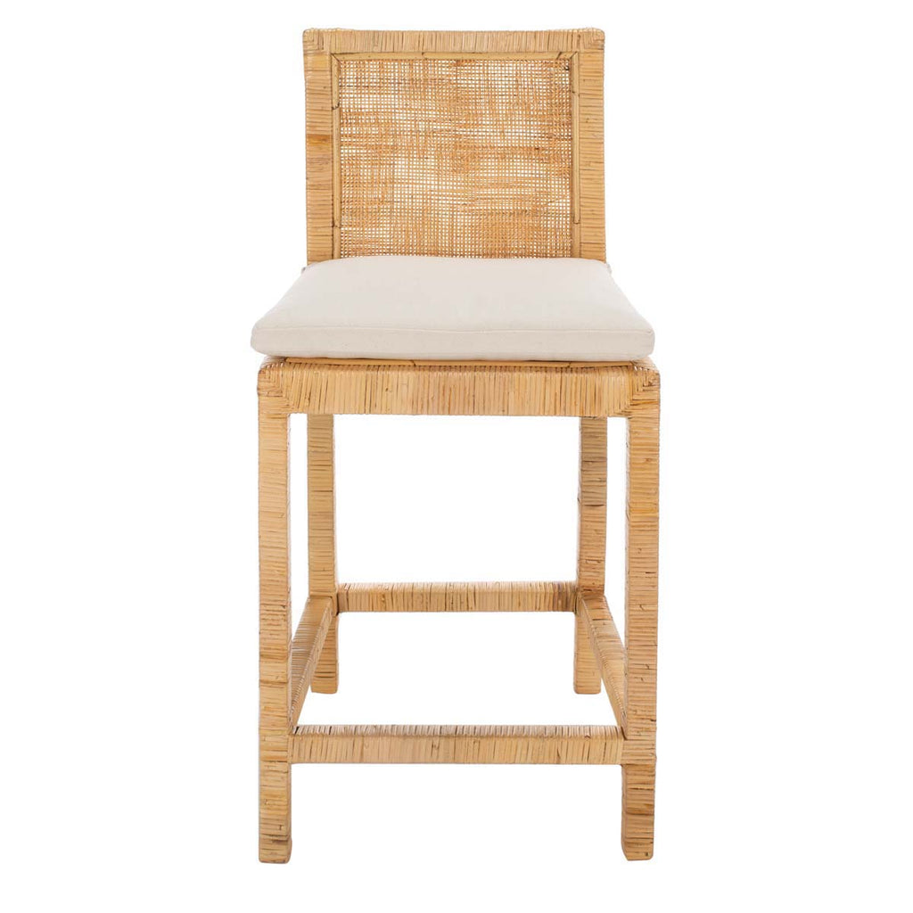 Safavieh Tojo Cane Counter Stool W/ Cushion - Natural / White