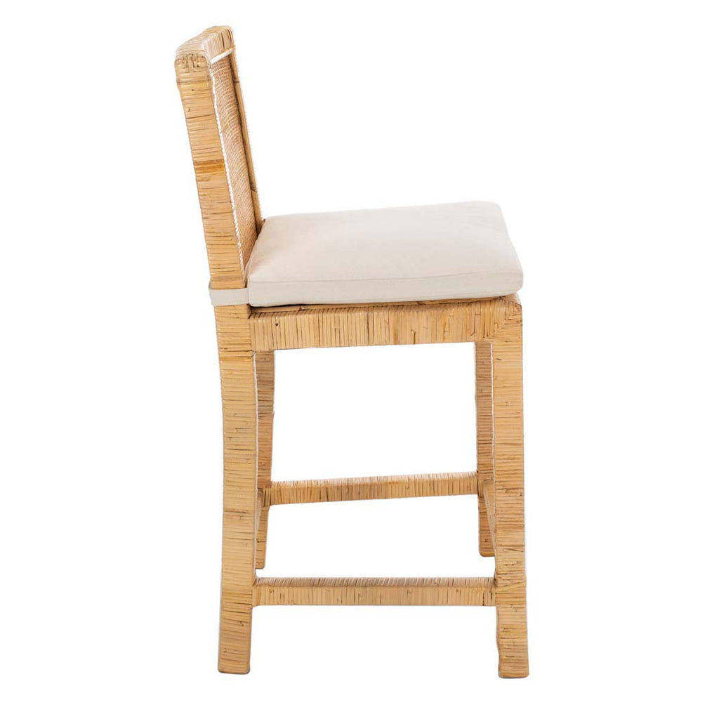 Safavieh Tojo Cane Counter Stool W/ Cushion - Natural / White