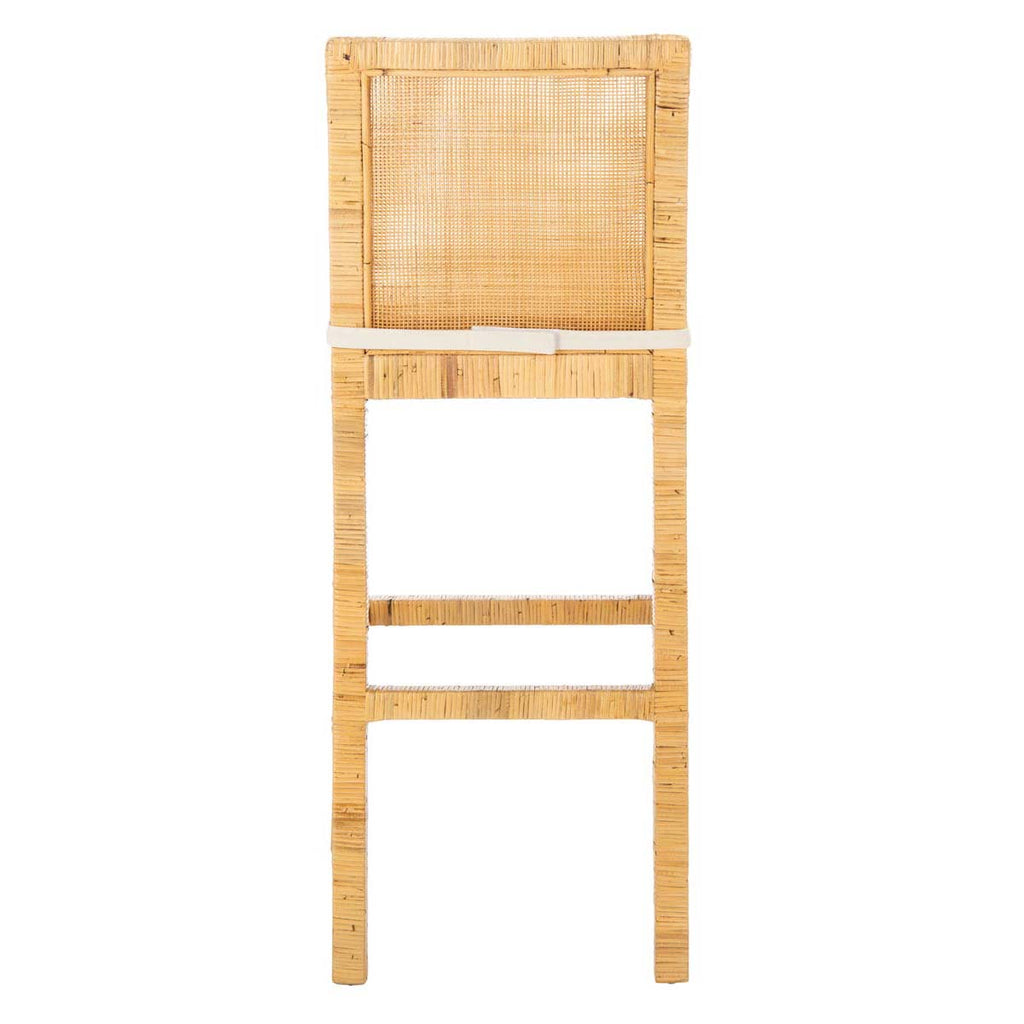 Safavieh Tojo Cane Bar Stool W/ Cushion - Natural / White