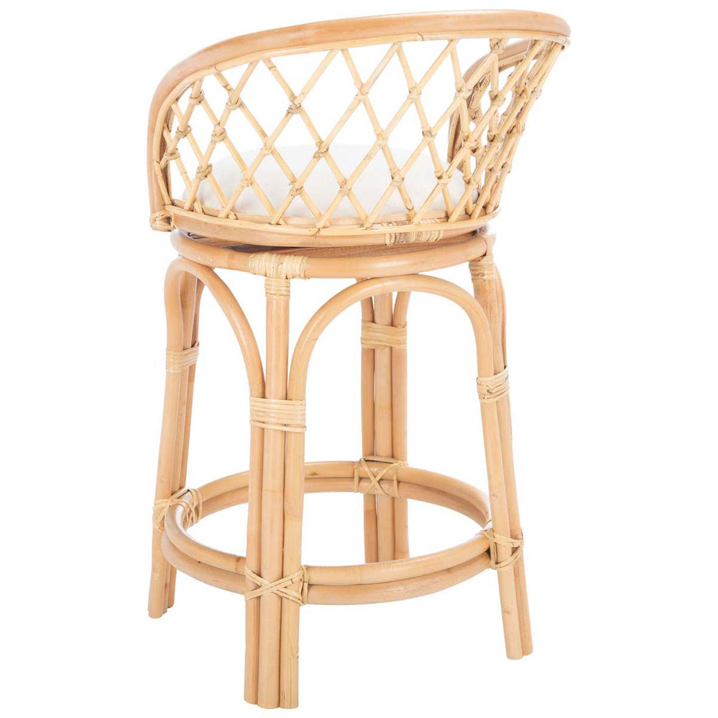 Safavieh Yuta Rattan Counter Stool W/ Cushion - Natural / White