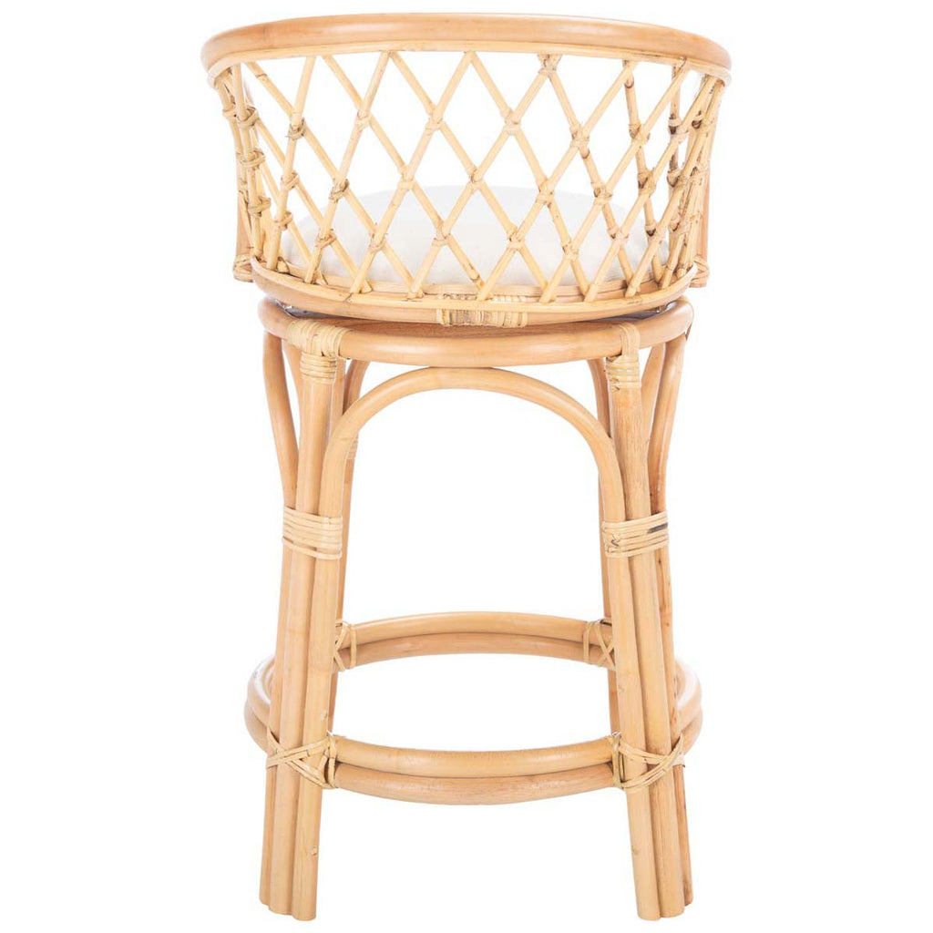 Safavieh Yuta Rattan Counter Stool W/ Cushion - Natural / White