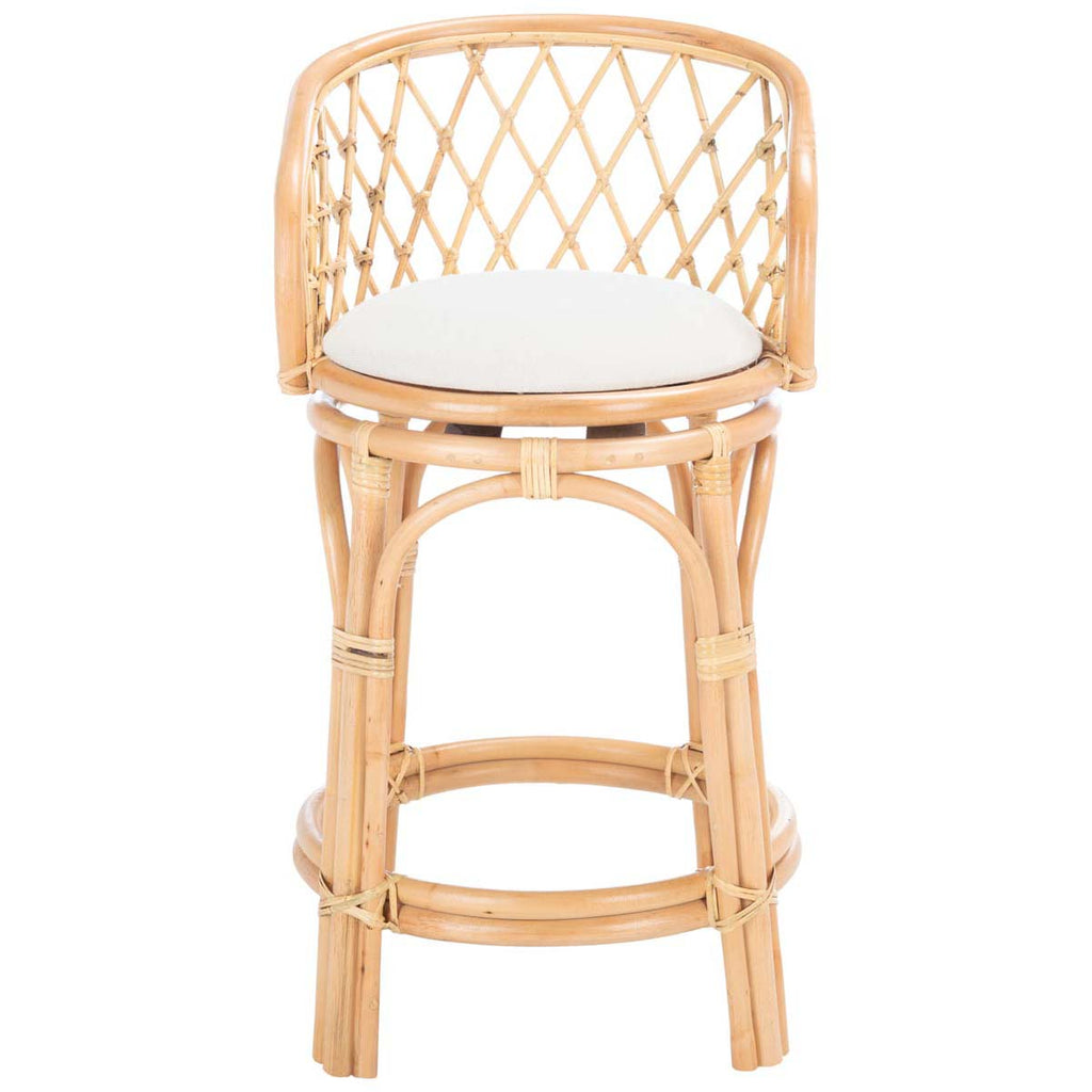 Safavieh Yuta Rattan Counter Stool W/ Cushion - Natural / White