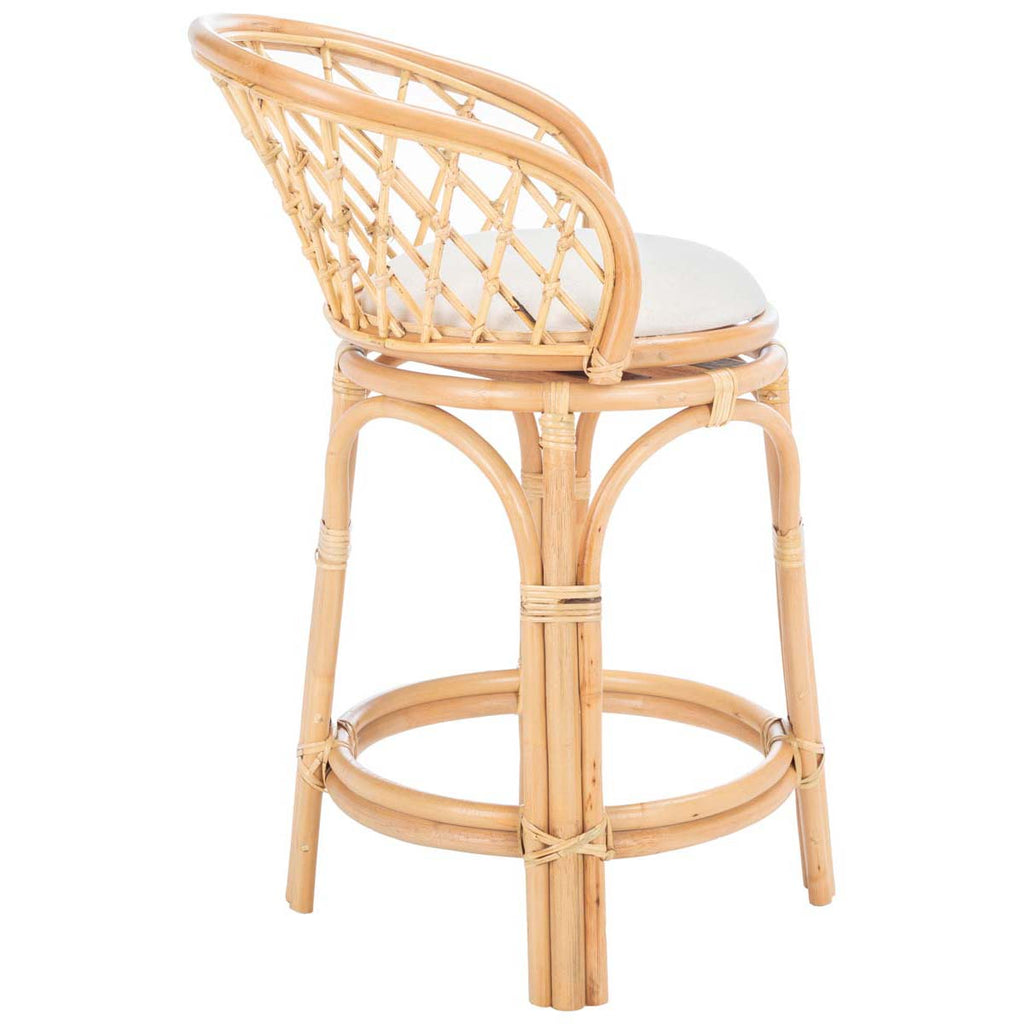 Safavieh Yuta Rattan Counter Stool W/ Cushion - Natural / White